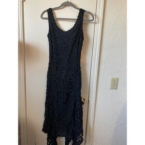 Cache Black‎ Lace Dress Sleeveless Asymmetrical Hem Midi Goth Witchcore Y2K